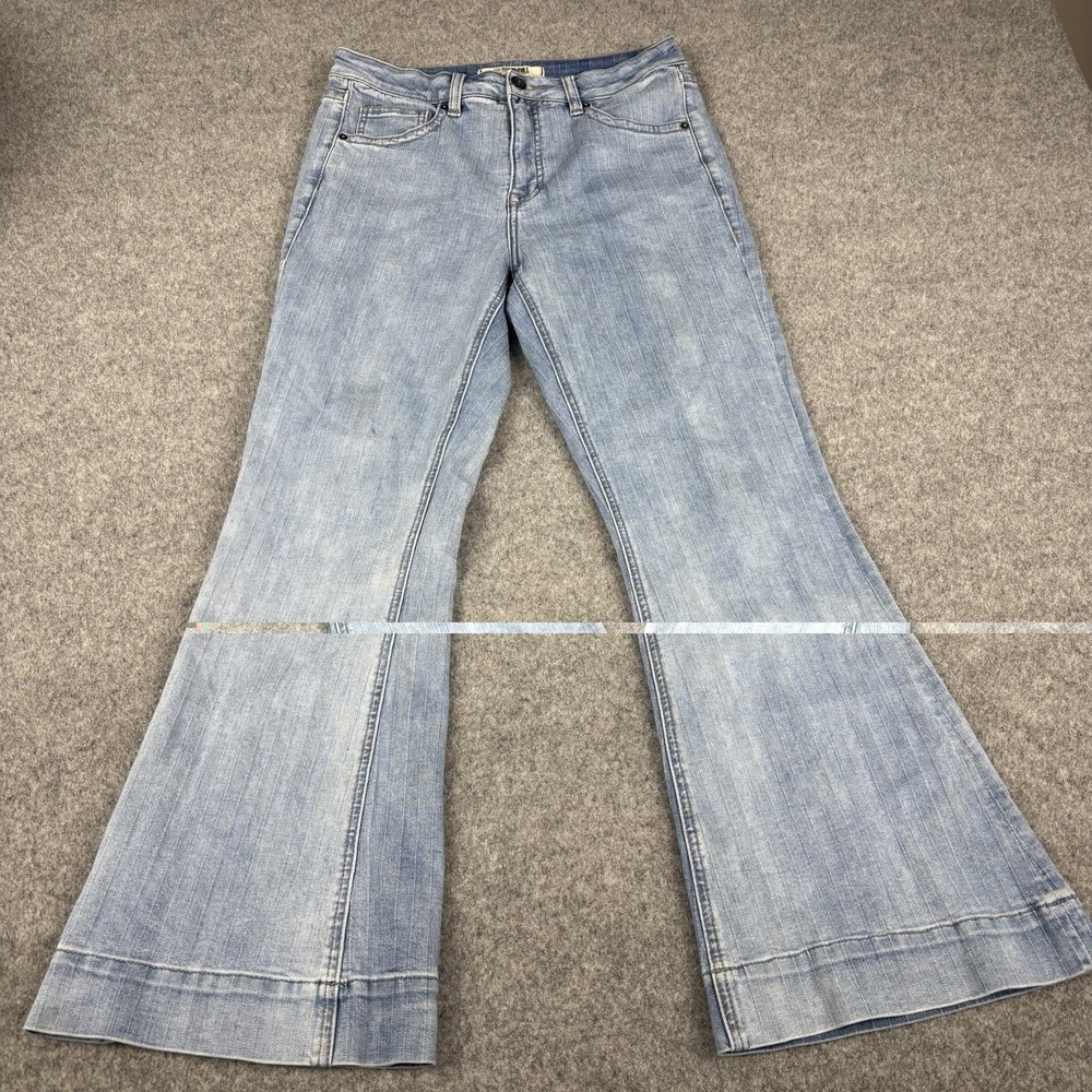 Rock & Roll Denim Jeans Womens 31x30 High Rise Trouser Flare Wide Leg Blue Faded